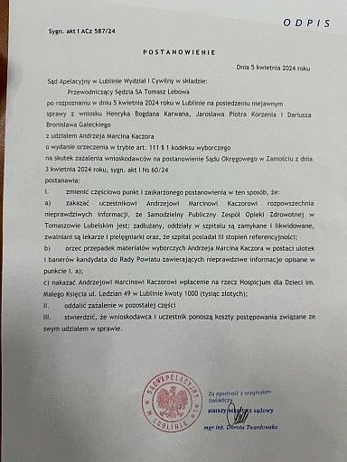 Wyrok na korzyść Szpitala